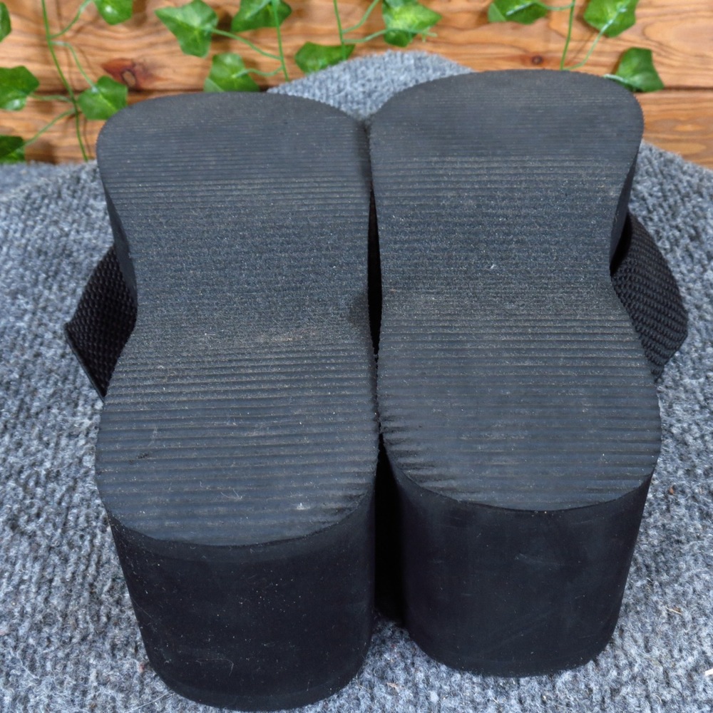 No Boundaries NOBO Women Platform Thong Sandal Sz 11 Summer Wedge Black Textile - Picture 7 of 8